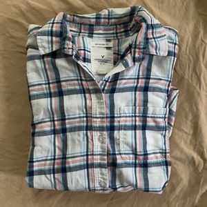 American Eagle Boyfriend Fit Plaid Button Down Shirt